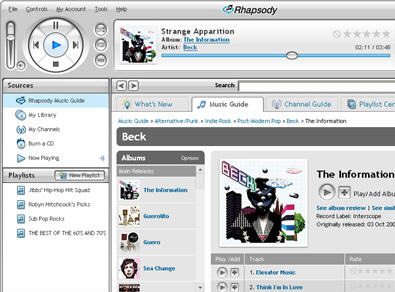 the Rhapsody MP3 Download